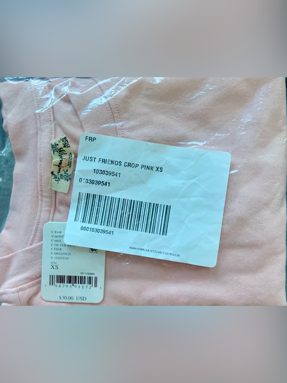 Intimately by Free People ~ Just Friends Crop ~ XS ~ Color: Silver Pink ~ NWT** - Picture 3 of 14